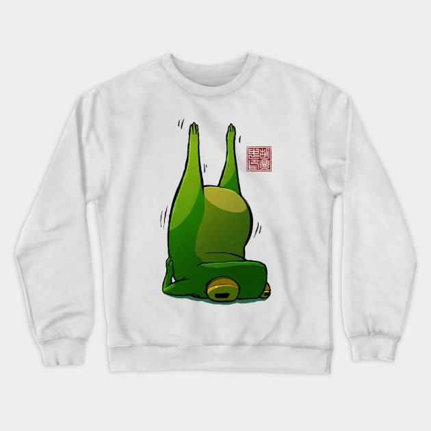 Yoga Frog Candlestick Pose Crewneck Sweatshirt by DingHuArt